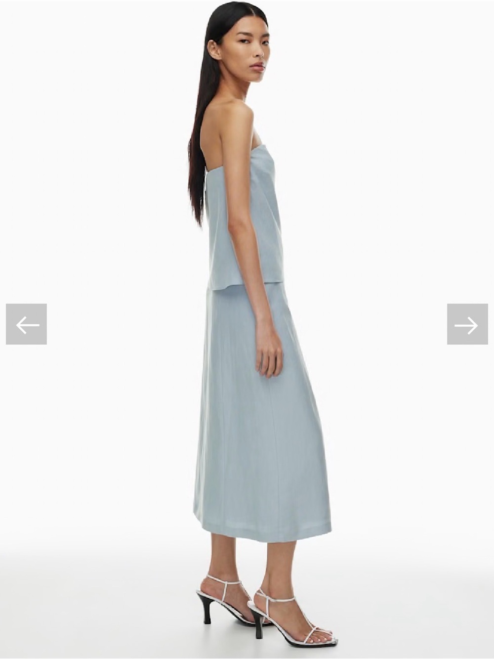 Aritzia Babaton Merit Linen A-line Midi Skirt Dew light blue high waisted 0 New